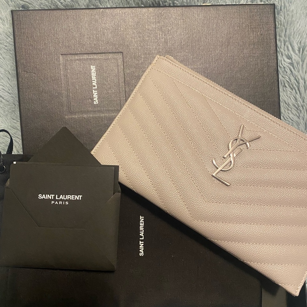 YSL Pouch in granite